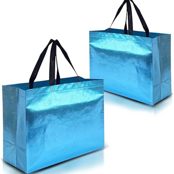 Aqua Blue Gift Bags XL Size – Set of 12 Reusable Extra Large Gift Bags - Picture 1 of 4